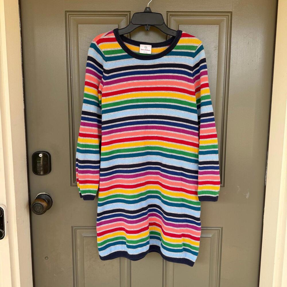 Hanna Andersson Rainbow Stripe 100% Cotton Knit Sweater Dress 150cm 12